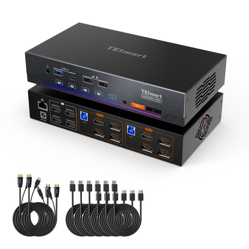 樂天商城 - TESmart KVMスイッ チ 2入力2出力 DisplayPort+HDMI 2モニター2PC用 USB3.0