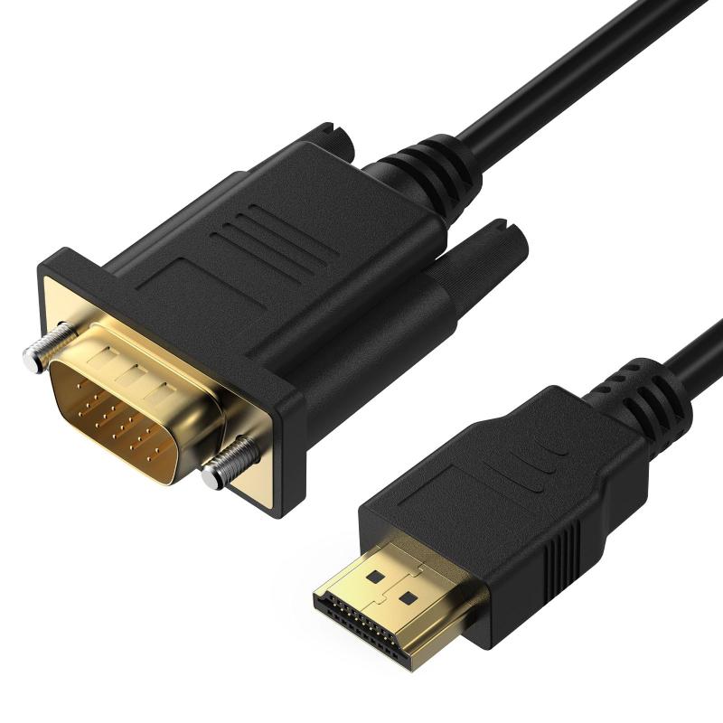DELL - HDMI - VGA ケーブル (オーディオ付き)、1m 1080P ケーブル VGA コンピューター/ラップトップから HDMI モニター/TV までの (逆方向に非対応)