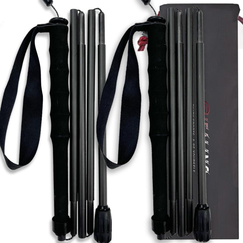 KHEALING Carbon Folding Trekking Poles [Ultra-lightweight 110g/120g/130g] Carbon Fiber Hiking Poles, 5 Sections, Set of 2, 110/120/130 cm, Non-slip, Compact, for Hiking and Excursions, Moisture-wicking Cap