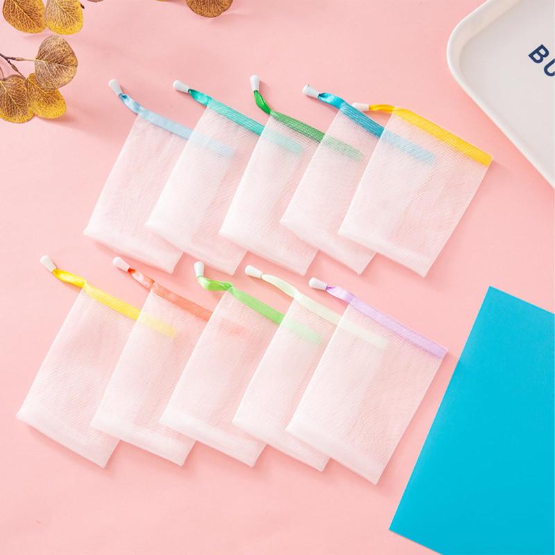 Ginhkok あわだてネット 石鹸ネット 10個セット ランダムな色 ト手軽に泡が作れる 泡立てネット 洗顔ネット 鹸入れたまま 石鹸入れたまま 石けんネット 泡が作れる ト手軽に泡が作れる 石鹸