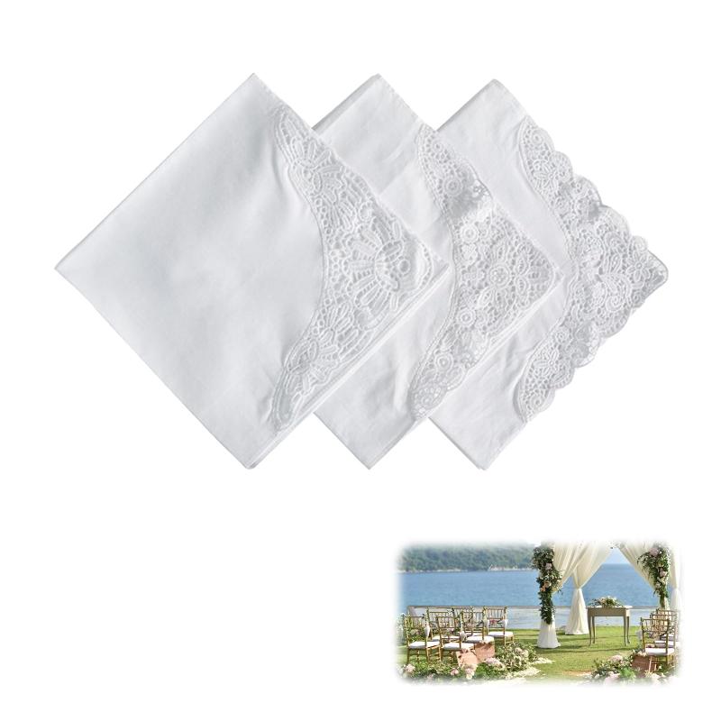 [happykau] ブライダルハンカチ 3点セット 35×35cm 白いハンカチ 結婚式 コットン シンプル スタイリッシュ 葬式 パーティー フォーマルな機会 無地 卒業式 入学式