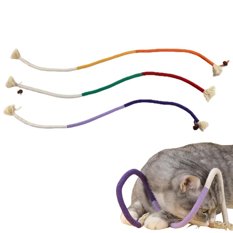 Rakuten - LKCCTK 猫 玩具 紐 猫ロープおもちゃ 歯磨き ロープ 歯石 歯垢 除去 運動不足とストレス解消 肥満解消 耐久性が高い紐 室内屋外遊び向け 3色 3点セット