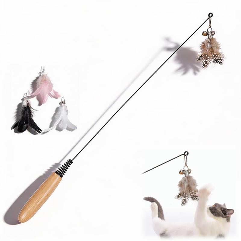 WJSHANYING ねこじゃらし 猫じゃらし 人気 ねこじゃらし 人気 猫 じゃらし 羽付き 交換用3個セット 猫用おもちゃ 運動不足解消 逗猫棒..