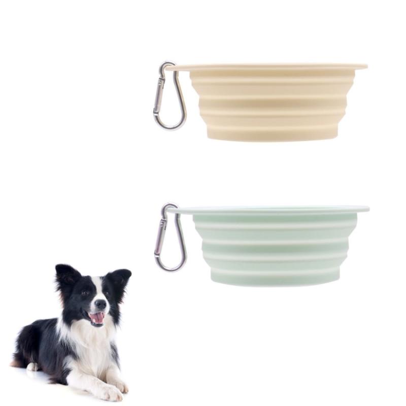 【Zixui】ペットボウル 2 個セット シリコン素材 折り畳み コンパクト設計 軽量 携帯便利 犬・猫用 ペット食器 アウトドア・室内用 多機能 使いやすい（グリーン+イエロー）