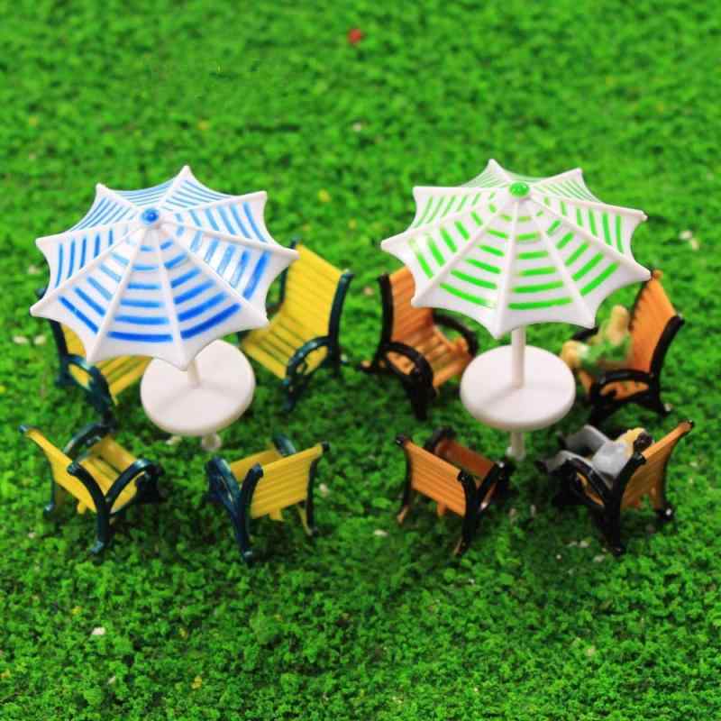Rakuten - モデル パラソル 太陽傘 と椅子 模型 キット 2セット 1:150 庭園 箱庭 装飾 鉄道模型 建物模型 ジオラマ 教育 DIY
