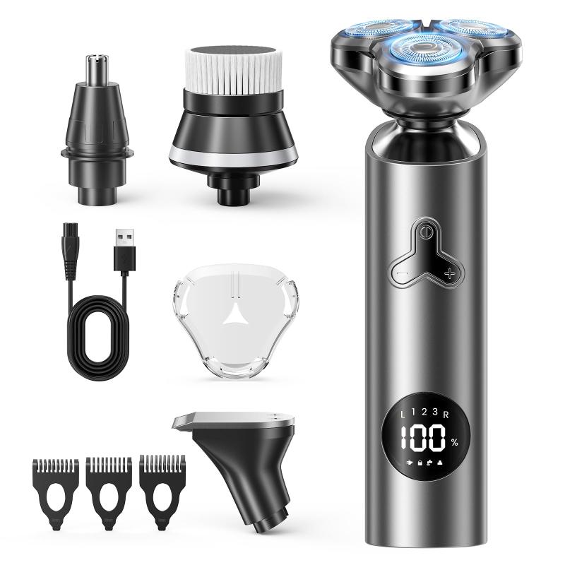 シェーバー ひげそり 電動シェーバー 【令和7年登場】 髭剃り 電気シェーバー メンズ 360°回転式 高速回転モーター 3段階調節 深剃り 鼻毛カッター 鬓角アタッチメント付き USB充電式 急速充