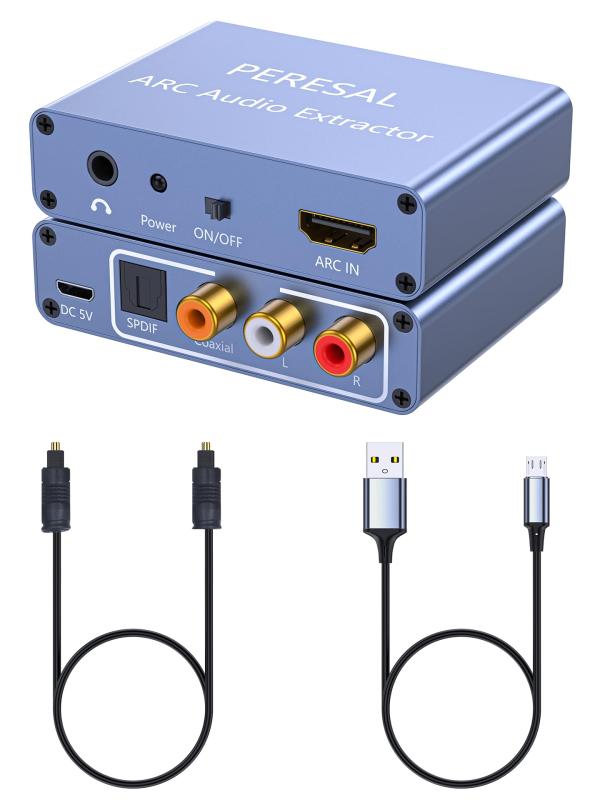 PEREASL HDMI ARCアダプター Audio Extractor ARC音声分離器 光デジタル/SPDIF 同軸 RCA（L/R）アナログオーディオ 3.5mm出力 192KHz対応 音声分離 CEC音量調整対応 テレビ用 サウンドバー/アンプ