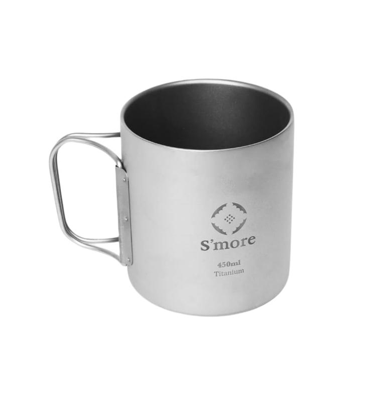 Other - S'more(スモア) Titanium mug double チタンマグ マグカップ チタン コップ チタンコップ ダブル チタン製 アウトドア キャンプ 二重構造 350ml 450ml チタン食器 ダブルウォール (SILVER, 450ml)