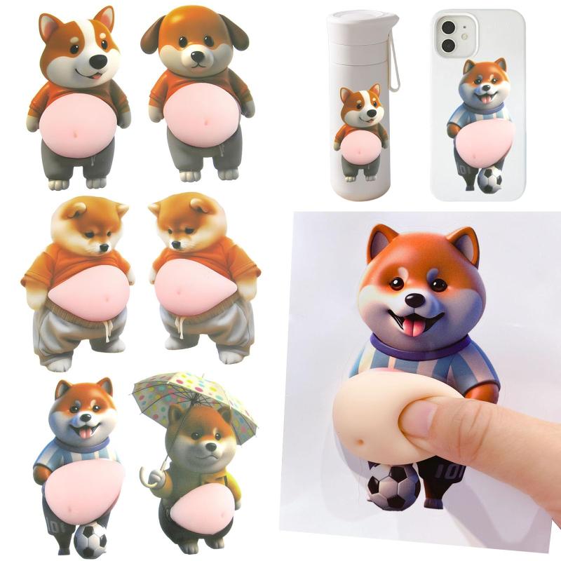 おしりぷにぷにシール 動物 ぷっくりシール デブ 犬 3dステッカー 立体 柔らかい お腹 お尻 ステッカー 6枚/10枚/15枚セット ストレス解消おもちゃ 子供 大人 DIY 手帳 水筒 アルバム 携帯電話 flowing-ando-10312943 NewageOfficeflowing パッケージ画像