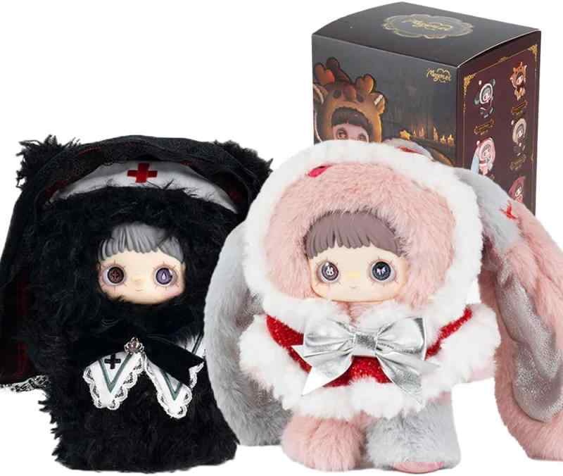 MayMei 冬日怪誕シリーズ ぬいぐるみマスコット｜カラープリントアクリルアイ・ふわもこ冬服デザイン・約20〜22cm｜全6種＋1シークレット｜ランダム封入・7個入りボックス｜デザイナーズト