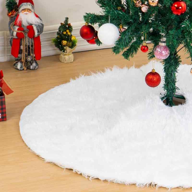 樂天商城 - クリスマスツリースカート ファー素材 足元隠し 円形 直径78/90/122/152CM 可愛らしい豪華デザイン 店舗・部屋用装飾 オーナメント付き クリスマス雰囲気満点