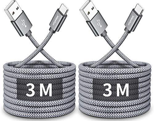 USB Type C ケーブル【3m 2本セット】CLEEFUN 急速充電 タイプ C ケーブル 長い 高速データ転送 コード タイプc 高耐久 断線防止 ナイロン Switch、iPhone15Pro iPhone15、Xperia、Galaxy S1
