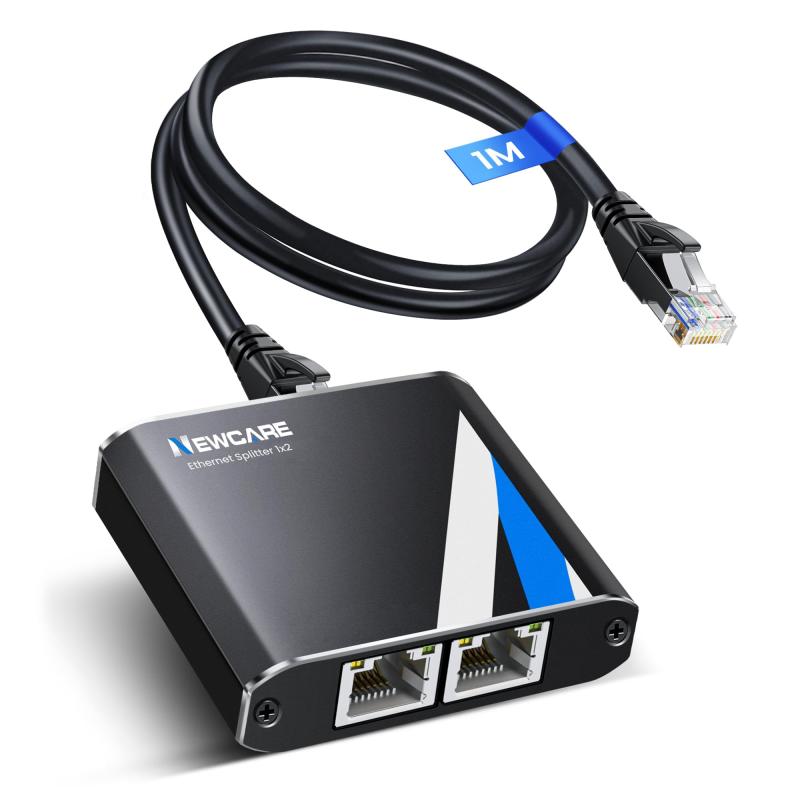 【1MのCat6ケーブル付属 】NEWCARE スイッチングハブ 3ポート ギガビットスイッチングハブ 有線lan ハブ 1入力2出力 同時通信可能 1000Mbps LANケーブル 分岐 2台同時使用 RJ45 有線LANポート増設 小型