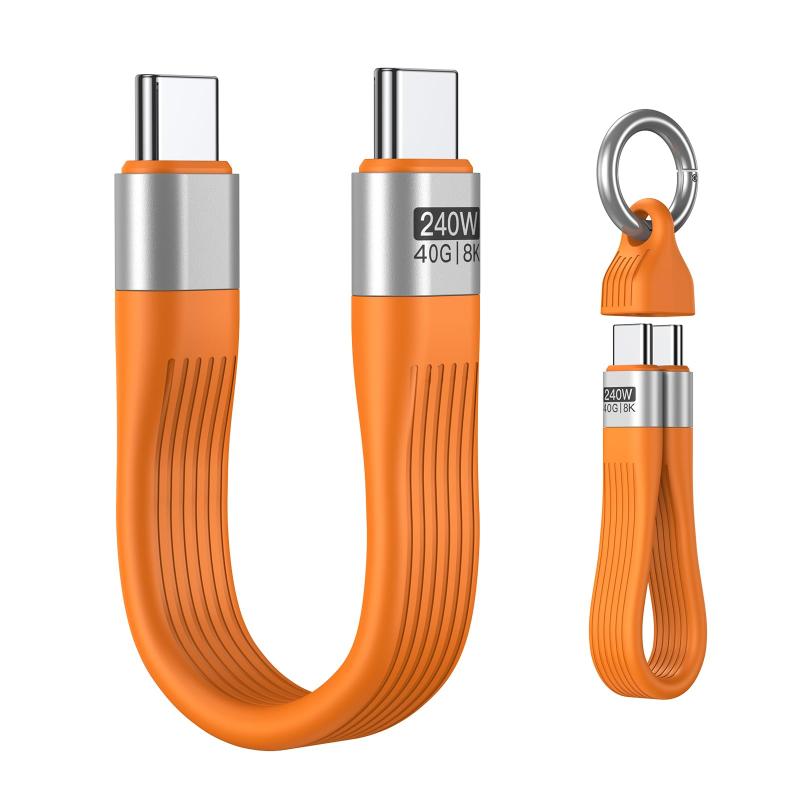 VAFOTON 240W USB4.0対応 短尺13cm USB C充電・データケーブル (オレンジ)