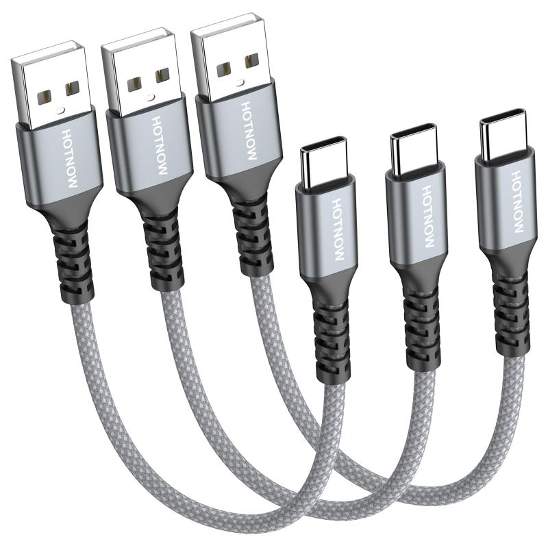 HOTNOW 短USB Cケーブル 30cm 3本、0.3m USB C急速充電QC3.0 タイプc ケーブル 高速データ転送はiPhone 17/16/15、Galaxy S23/S22/S11/S10/Note 10、Google Pixel、その他