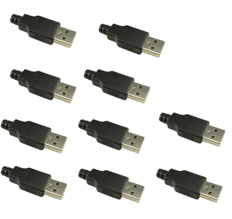 Rakuten - KKHMF 10PCS USBオスコネクタ USB プラグ USB オス コネクタ A タイプ プラスチックシェル付き 4P