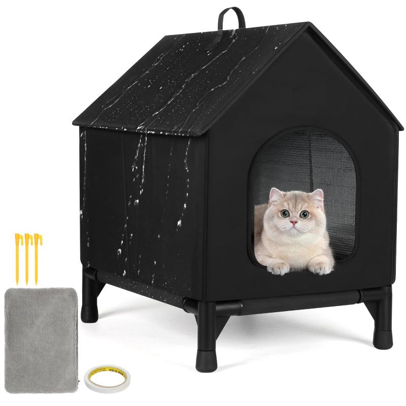 Pet Foods - 猫ハウス 屋外 防水・防寒設計 冬用 猫ハウス 保温マット付き 野外猫ハウス 防風・防雪仕様 外猫ハウス 冬用 組立簡単 二色あり
