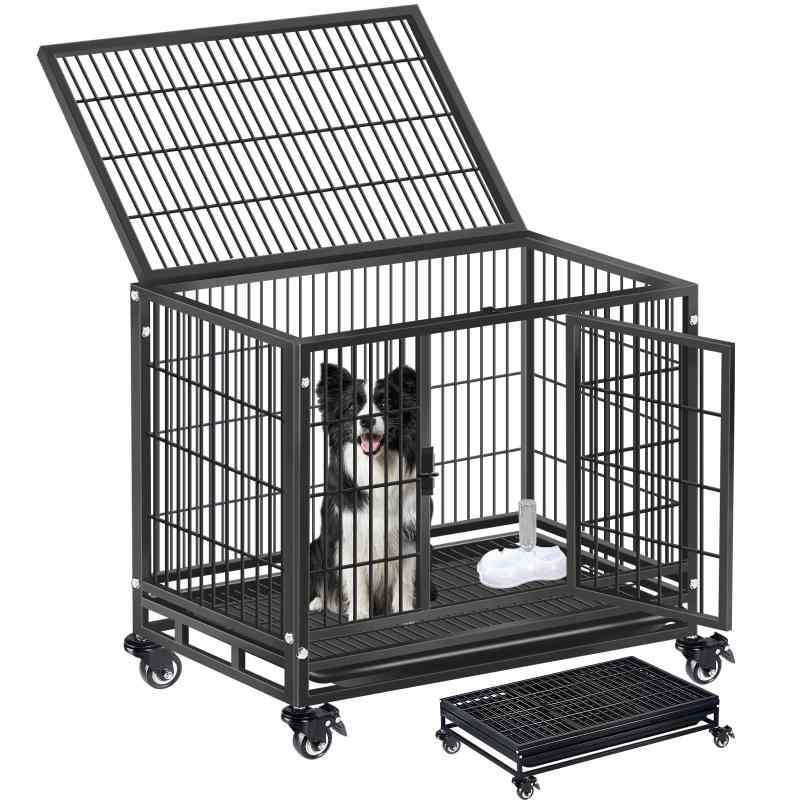 Areden 犬のケージ 犬 サークル ペットサークル 【製品サイズ CM・ 】屋根付き ペットケージ キャスター付き引き出し式トレー 犬用 小..
