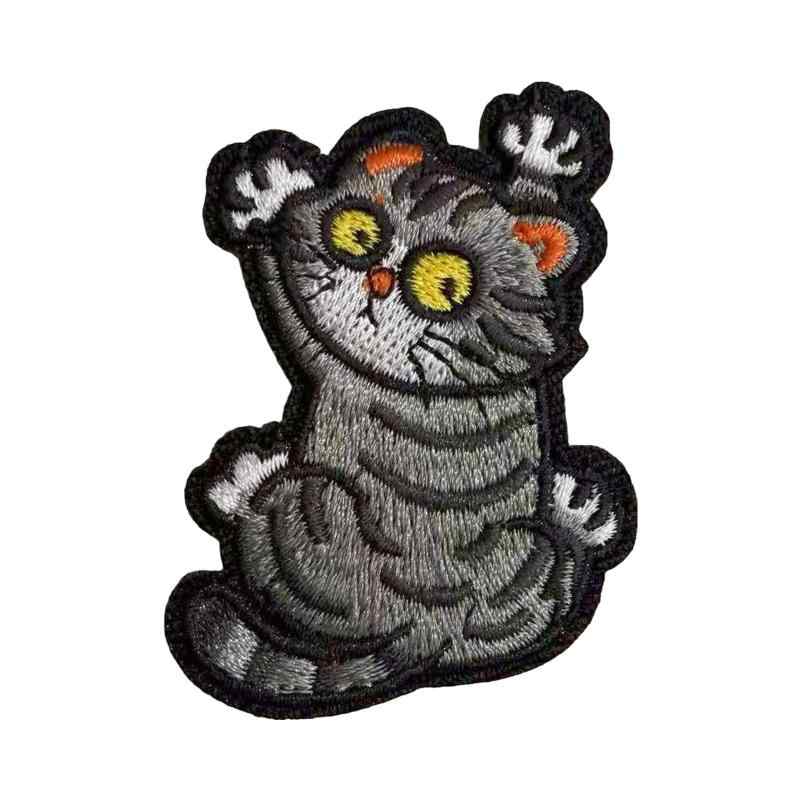樂天商城 - かわいい 子猫 ふわふわネコ ひっかきポーズ ベルクロ ワッペン 刺繍 ワッペン サバゲー ミリタリー ワッペン マジックテープ バッグ ジャケット 帽子 アウトドア対応