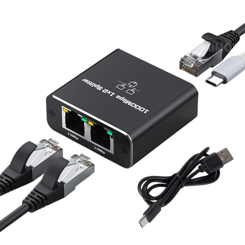 Lan ハブ lan 分配器 RJ45 1000Mbps 1入力2出力 スイッチングハブ ネットワーク拡張 2台同時使用 Cat5/Cat5e/Cat6/Cat7/Cat8対応 Lanケーブル 分岐 Switch/PS5/PS4に対応 (A-1入力2出力