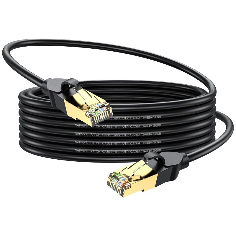 CHENLUKJ LANケーブル 15m CAT6A カテゴリ6 高速 ランケーブル PoE対応 26AWG 550MHz 10Gbps/ギガビット対応 CAT6準拠 RJ45金メッキコネクタ 爪折れ防止 耐候性 家庭/オフィス/ゲーム機用 屋内屋外用