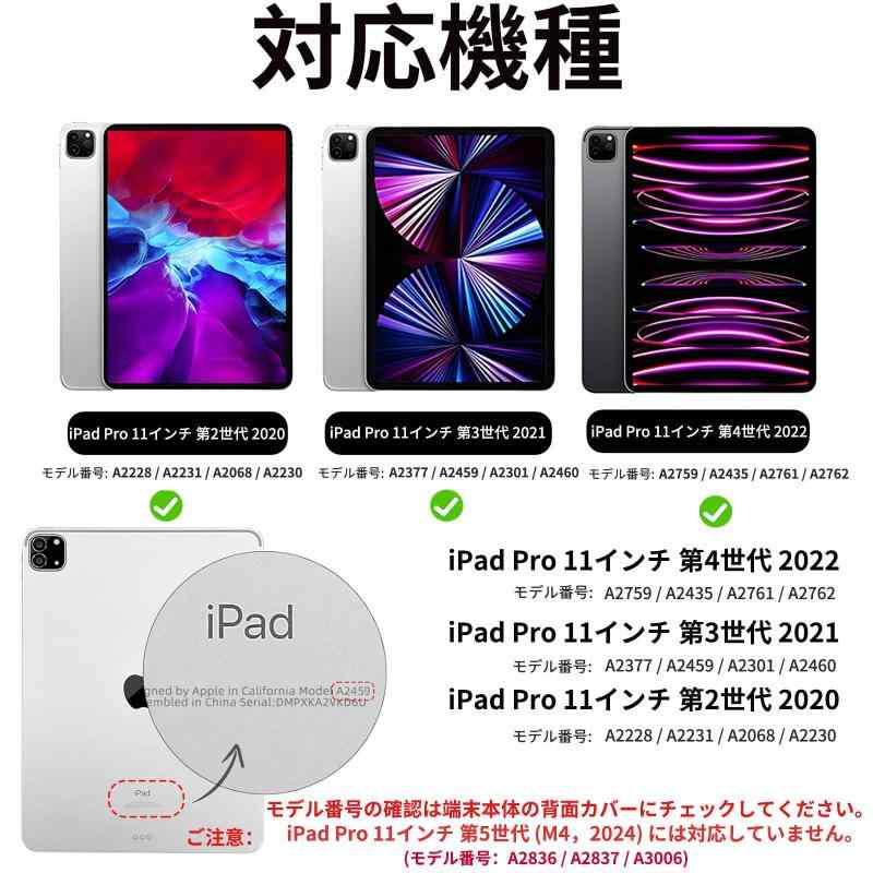 KenKe iPad Pro 11インチ ケース (2022/2021/2020) 第4/3/2世代 カバー iPad 分離式 ケース アクリル 透明バックカバー PU合成レザー 三つ折スタンド オートスリープ機能 軽量 薄型 傷つけ防止 グレー 2