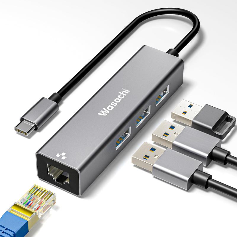 Rakuten - WASACHI 有線LANアダプタ USB-C LAN変換アダプター【RJ45 1Gbps＋USB3.0×3】ギガビット イーサネット 安定通信 USB5Gbps高速データ転送 テレワーク/オンライン会議対応 MacBook/iPad/Type-Cデバイ