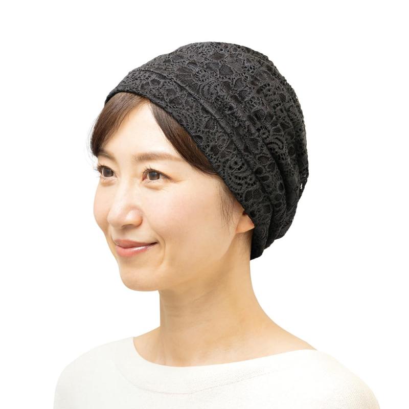 メイダイ レース帽子 レースキャップ 女性 帽子 レディース シルク帽子 医療用帽子 脱毛用帽子 抗がん剤帽子 白髪隠し 薄毛カバー シルク(髪にやさしい内側シルクのレース帽子)