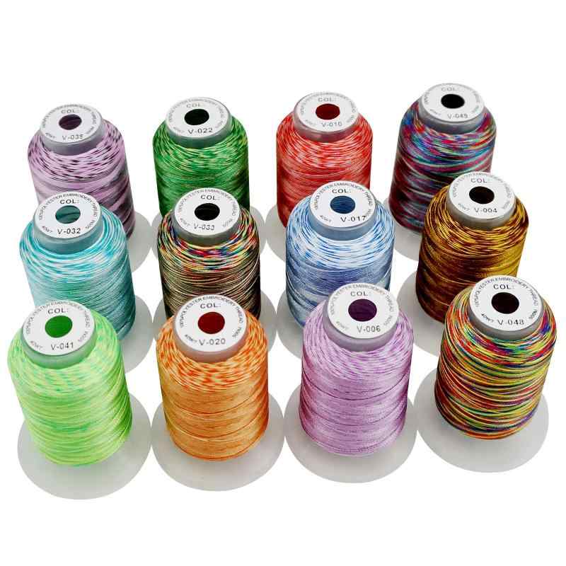 New brothread 12色 段染め糸 ポリエステルミシン刺しゅう糸セット500M（550Y) 50番 ブラザー ベイビーロック ジャノメ シンガー パフ ハスク ヴァルナ ベルニナ刺しゅうミシン用のスプール - 詰め