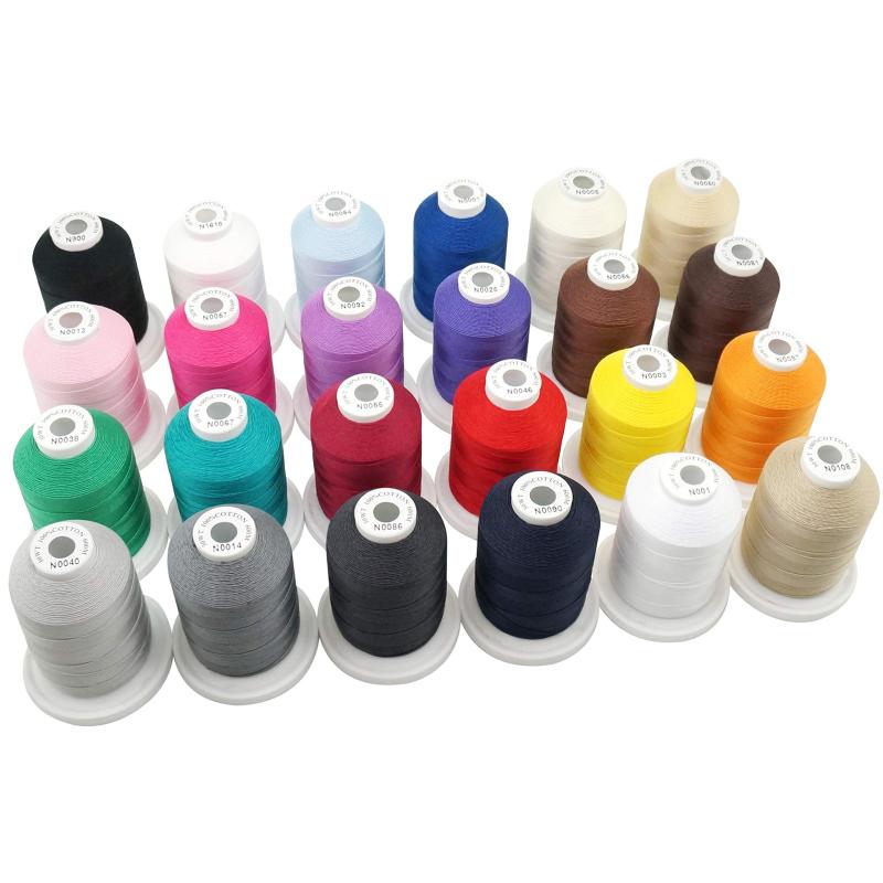 New brothread 24の基本色 多目的 マーセライズ加工コットンミシン糸 綿糸 ミシン用糸 绗缝キルティング ミシンキルティングミシン糸30WT(50S/3) 600M(660Y) ミシンキルト、ピーシング・アップリケ、