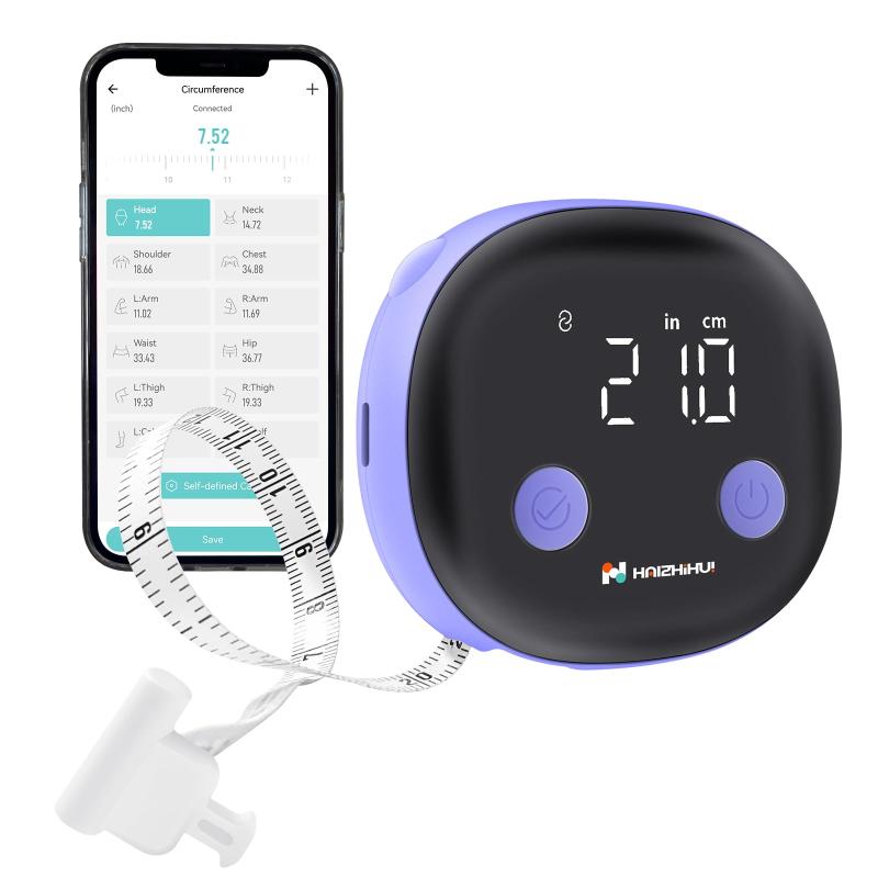 Fitdaysスマートボディテープメジャー｜LEDと自動回収功能が含んでの体脂肪BMIツール｜ウエスト/HIPS/臂囲目指す体作りとダィエット追跡器｜Fitdaysアプリ同期｜ブルートゥース連接できる