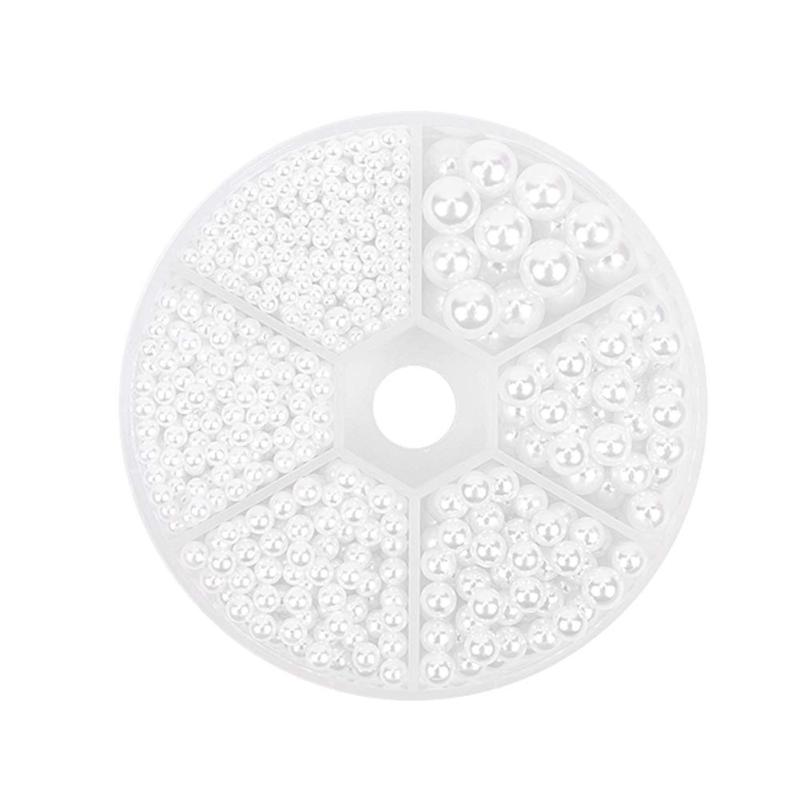 PandaHall Elite 穴なしパール ビーズ 1500個セット 2.5mm/3mm/4mm/5mm/6mm/8mm アクセサリーパーツ ネイル パーツ ホワイト ヘアピン かんざし ピアス イヤリング ブレスレット ネックレス 手芸 DIY用 ハ