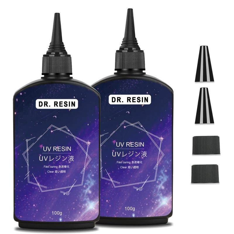 DR. RESIN レジン液 紫外線エポキシ樹脂 UV/LED対応レジン液 200g 大容量 超硬度 uvレジン 初心者向け 対応DIYハンドメイドジュエリー 装飾
