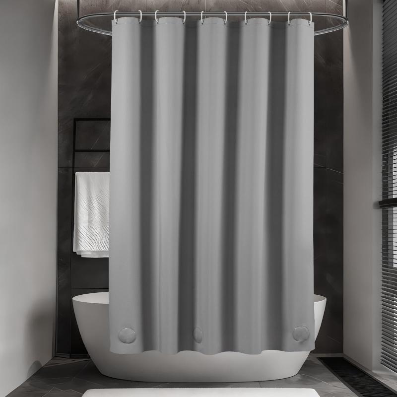 AooHome シャワーカーテン グレー 100%防水 PEVA 保温 防寒 防カビ加工 150cm丈 150cm幅 バスカーテン ユニットバス 浴室 北欧 清潔 フック付き 取付簡単