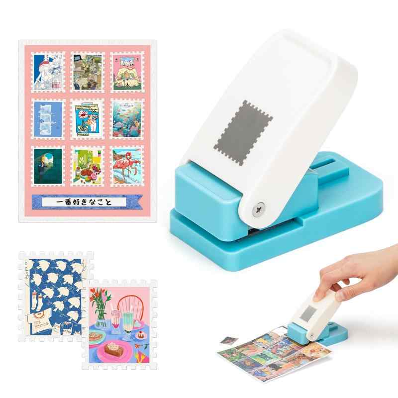 Rakuten - クラフトパンチ 切手 パンチ 穴あけ 約2.5×2.1cm 長方形 ペーパークラフト エンボスパンチ 手帳デコ DIY 郵便 子供も使える 軽い力で簡単操作 封筒 収納便利 押しやすい 型抜き クラフト・スク