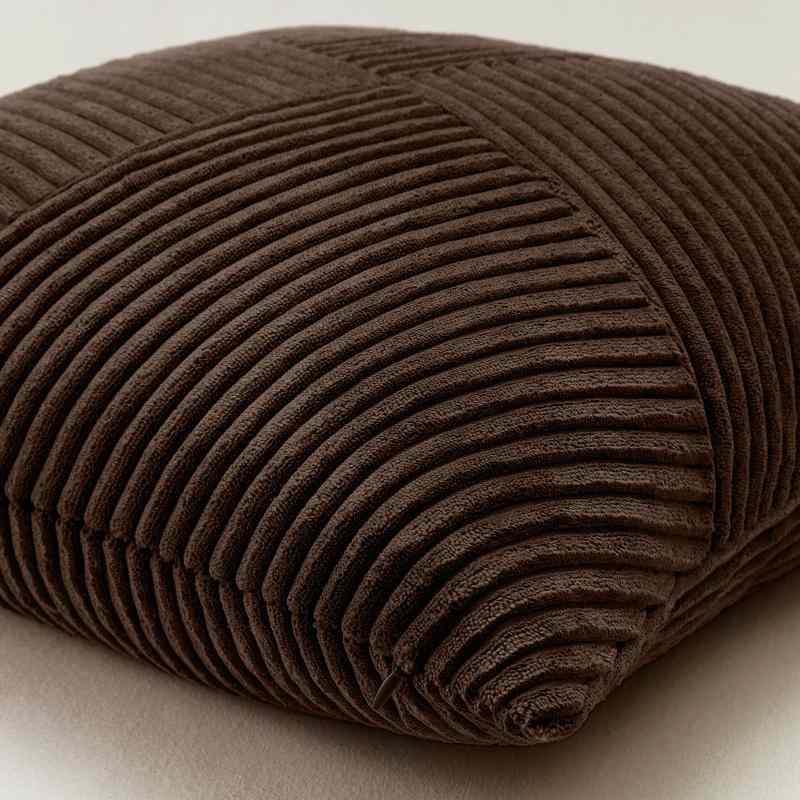 Otostar クッションカバー 40x40cm 1枚 おしゃれ 可愛い 無地 コーデュロイ 4分割斜めストライプ デザイン モダン ジッパー式 インテリア 室内装飾用 装飾用ピローカバー (40x40,ダークブラウン) [3]