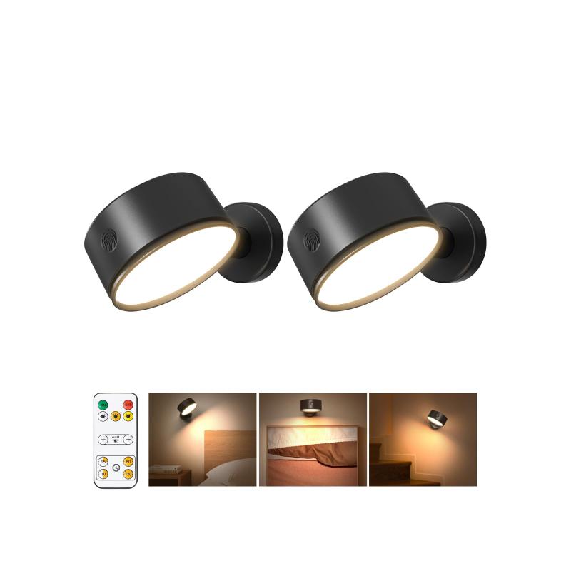 スポットライト LED ブラケットライト 工事不要 Type-C充電式 5000mAh ウォールライト 360度角度調節可能 コードレス 間接照明 おしゃれ 壁 ライト 3色切替 無段階調光 リモコン付き 壁掛け 省エ