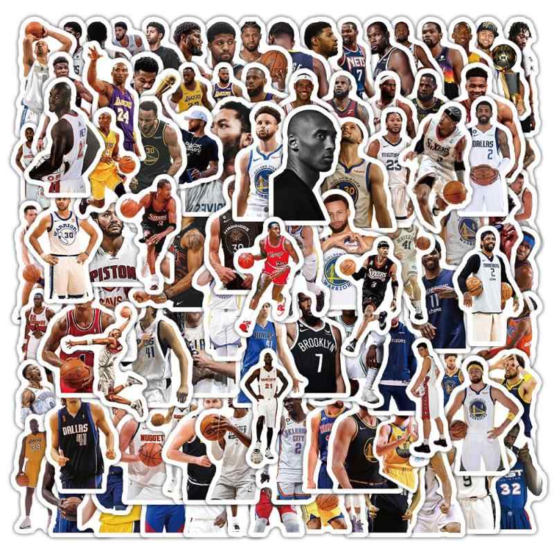 Rakuten - cheesecat NBA バスケットボール選手 アニメステッカー, 防水デコレーションシール, マルチカラー, 103枚セット, 手帳・車・バイク・PC向けK5027