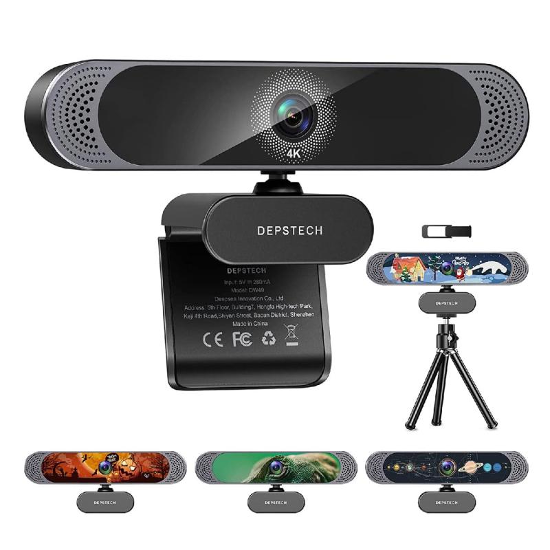 Webカメラ 4K オートフォーカス 800万画素 DEPSTECH ウェブカメラ UHD画質 デュアルマイク内蔵 自動調光補正 USB接続 PCカメラ ビデオチャット ビデオ会議 オンライン授業 生放送 MAC OS, Youtube, Skype,