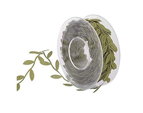 Super SW ゴールド リーフ リボン 花輪 リボン レース トリム 結婚式 トリム アップリケ (ライトグリー..