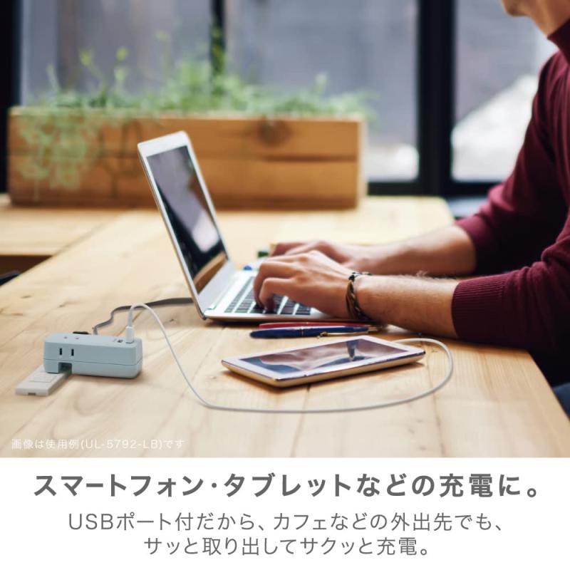 ソニック コンセント ユートリムエル 3口 直挿しタイプ USBポート付 グレー UL-5792-GL