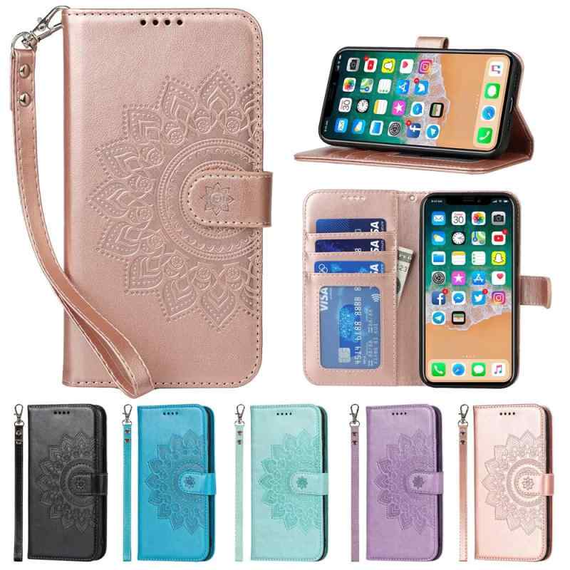 Rakuten - Eastwave アイフォン for iPhone XR ケース 財布型 for iPhoneXR 手帳型 カバー手帳 ストラップ付き フラワープリント PUレザー カード収納 横置きスタンド 機能 内蔵マグネット—ピンク