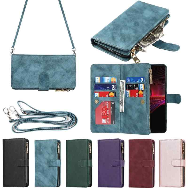 Rakuten - Eastwave for Sony Xperia 1 III SO-51B / SOG03 ケース for Sony Xperia 1iii 縄掛けケース 手帳型 財布型 ICカード コインポケット ストラップ付き カード 収納 小銭入れ ファスナーポケ