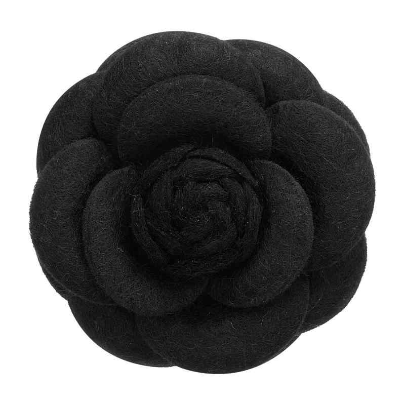 PATIKIL カメリア 花ブローチ ヴィンテージ生地 花ブローチ 手作り フローラルピン 女性用 帽子 ドレス シャツ ネクタイ コサージュに最適 黒
