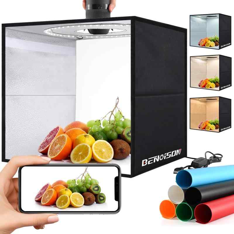 撮影ボックス - 40cm×40cm ポータブルフォトテント（120LED・6色背景付） ジュエリー・時計・化粧品・..