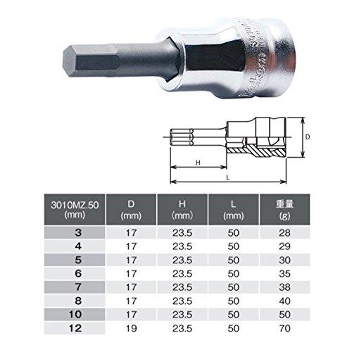 山下工業研究所 コーケン Z-EAL 3/8(9.5mm)SQ. ヘックスビットソケット 全長50mm 10mm 3010MZ.50-10
