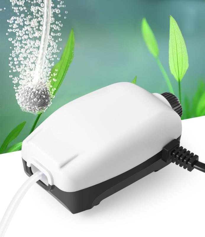 FEDOUR 2W/2.5W 単孔/二つ口ミ二静かな水槽エアーポンプ 調節ノブ付きの強力酸素ポンプ アクセサリー付き 1-180L金魚/メダカなど水槽適用