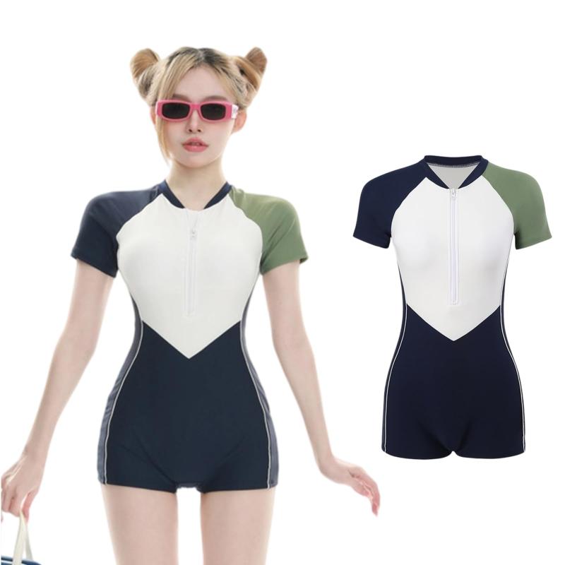 [Formemory] 水着 レディース 体型カバー ワンピース 長袖 スポーツ フィットネス 競泳水着 胸パッド付き オールインワン スイムウェア おしゃれ かわいい 夏 水陸両用 海 ビーチ フリーサイズ