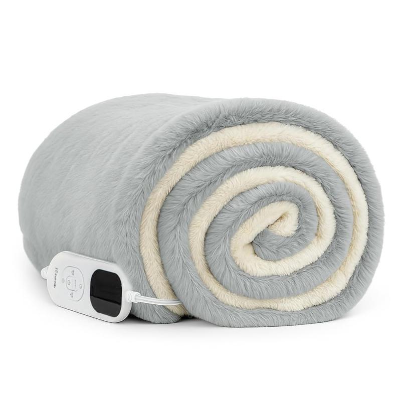Rihazai 電気毛布 ひざ掛け 電気ブランケット 滑らか触感 切タイマー 洗える （洗濯機&手洗い対応） 5段階温度 省エネ 掛け敷き両用 ラビットファー ポリエステル ふわふわ 180*140cm あった