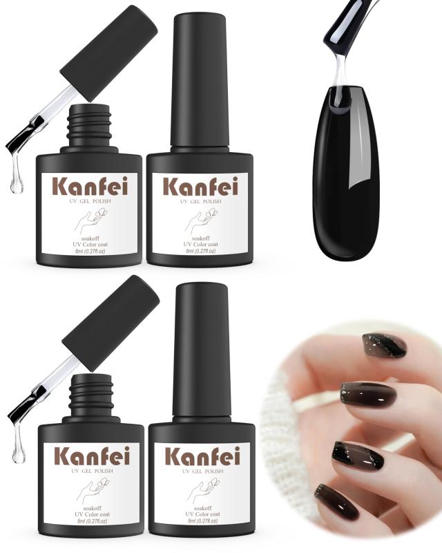 kanfei ジェルネイル トップコート ベースコート 8ml 2本セット*2 ノンワイプ 拭き取り不要 大容量 UV/LED対応